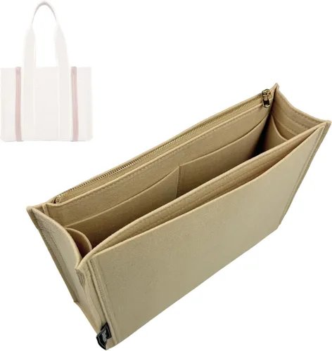 Divitize - Organizador prémium compatible con el inserto de bolsa Chloe Woody, hecho a mano de doble capa para bolsa de madera mediana, 0.079 Beige