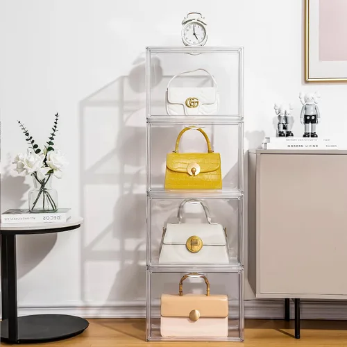 Miniatura 10 de Attelite Organizador de almacenamiento de bolsas y bolsos de plástico para armario, vitrina de acrílico transparente con puerta magnética