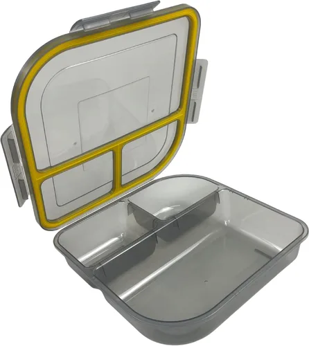 Miniatura 11 de MyGo Container - Contenedor grande para llevar de 3 compartimentos, 9-3/8" X 9-3/8" X 2-1/2", reutilizable, apto para microondas, azul