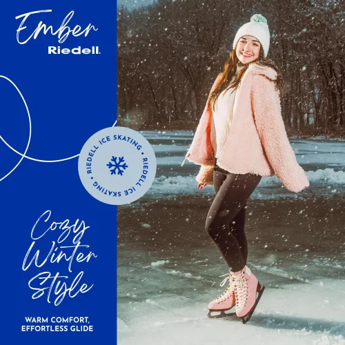 Riedell Ember Patines de Hielo Recreativos para Mujeres y Hombres - Patines de Figura Cómodos de Cuero de Gamuza con Suelas Exteriores Ligeras de