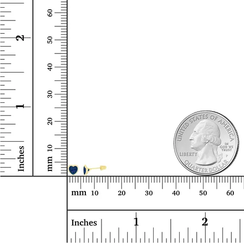 Miniatura 4 de Aretes de tuerca de oro macizo de 14 quilates hipoalergénicos en forma de corazón de 0.157in con bisel pulido, Metal Gema Piedra, Circonia cúbica