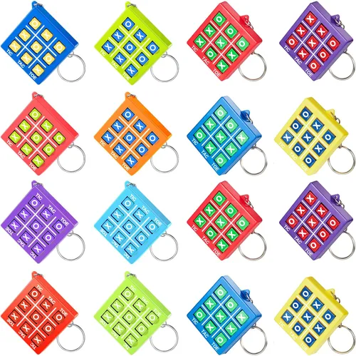 Miniatura 16 de Hicarer 64 llaveros de fiesta de Tic Tac Toe para fiestas de cumpleaños a granel, regalos de fin de año para estudiantes, niños de 8 a 12 años