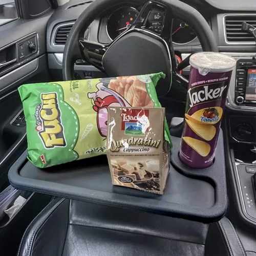 Miniatura 6 de JUSTTOP Escritorio de Volante de Coche para Laptop, Accesorios Multiusos de Coche para Viajes, Bandejas de Soporte de Asiento de Coche para Comer