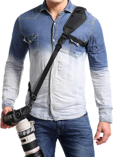 Waka Correa de cuello para cámara con liberación rápida, correa de seguridad y correa para axilas, correa ajustable para el hombro para Nikon Canon,