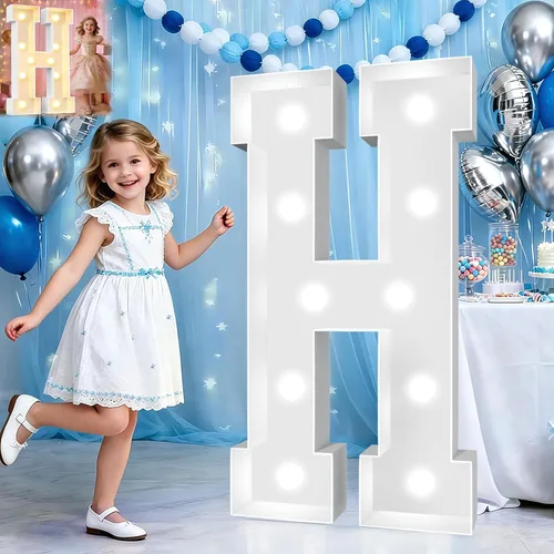 Miniatura 41 de Pooqla Letras de marquesina iluminadas de 3 pies, letras de marquesina con luz LED blanca fría y blanca cálida, letras de mosaico gigante para Letra