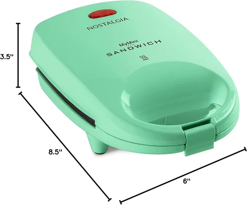 Miniatura 8 de Nostalgia MyMini - Sandwichera personal, prensa antiadherente para panini, bolsillos para pizza, quesadillas, verde menta