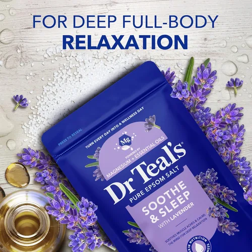 Miniatura 4 de Dr Teal's - Solución de baño de sal de Epsom, Calma y sueño, lavanda, 3 libras