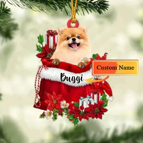 Miniatura 51 de Perro Akita Inu personalizado en bolsa de regalo, adorno de Navidad, nombre personalizado, regalo para amantes de los perros, familia, Navidad