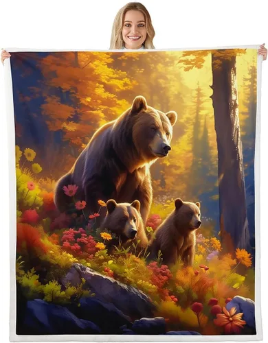 Miniatura 12 de Manta de cama Sherpa con diseño de perro de caza y aves silvestres, manta de franela de forro polar de 40 x 50 pulgadas para sofá, estilo granja