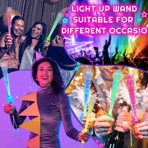 Miniatura 5 de Lewtemi 48 varitas de fibra brillante con luz LED, varitas de fibra óptica LED intermitentes, recuerdos de fiesta ópticos, coloridos, funcionan