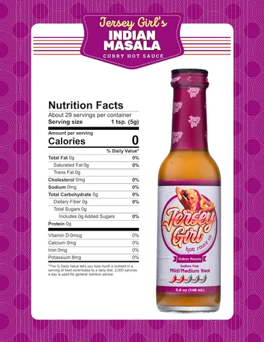 Miniatura 9 de Jersey Girl - Salsa picante de 5 onzas (paquete variado 3, picante, miel, masala india) Set de salsa picante baja en sodio