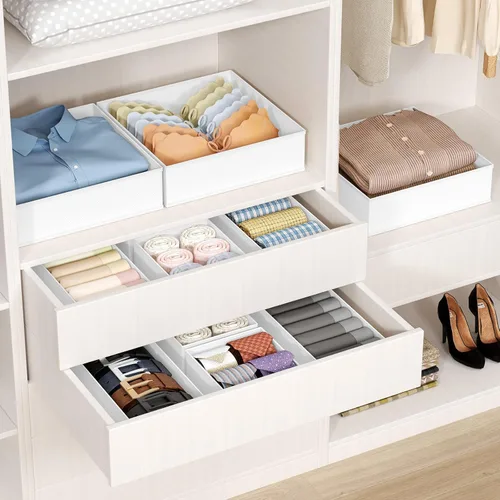 Miniatura 4 de DIMJ Organizador de cajones de ropa – Paquete de 20 contenedores organizadores de cajones de armario para almacenamiento de ropa de bebé, Blanco