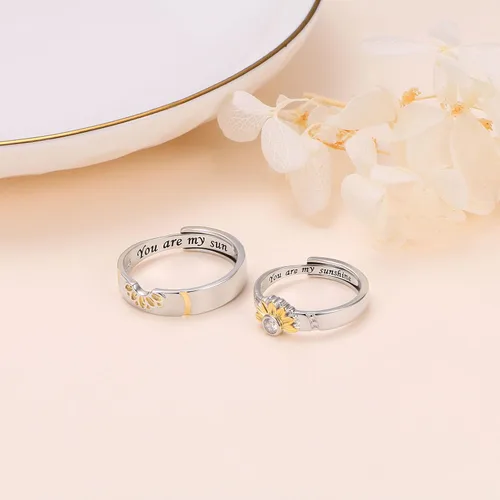 Miniatura 5 de Anillos a juego de anillos de girasol Claddagh anillos de plata de ley para parejas anillos de compromiso para él y ella