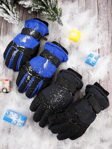 Miniatura 7 de SATINIOR 2 pares de guantes de nieve gruesos para niños, guantes de esquí para niños pequeños, guantes de invierno cálidos e impermeables para niños