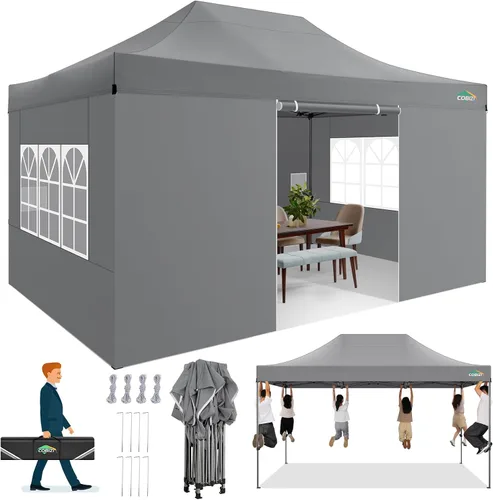 Miniatura 288 de COBIZI Tienda de campaña desplegable de 6.6 x 6.6 pies, toldo resistente, fácil de instalar, impermeable, para exteriores, fiestas, playa, jardín