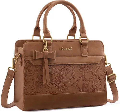 Miniatura 12 de LOVEVOOK Carteras para mujeres, Bolso tote de cuero y carteras, Bolso bandolera cruzado con asa superior con cremallera Negro/Blanco/Marrón