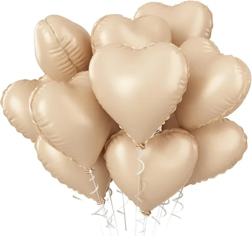 Miniatura 38 de Globos de corazón azul bebé, 10 piezas de globos en forma de corazón azul claro y blanco pastel, globos de papel de aluminio blanco arena crema