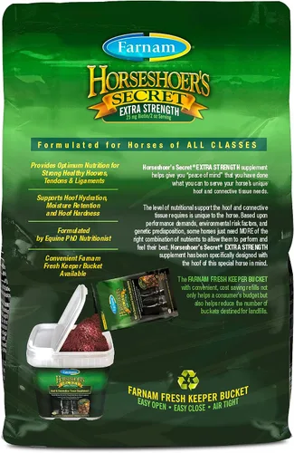 Miniatura 9 de Farnam Horseshoer's Secret Suplemento de biotina de pezuña y tejido conectivo extra fuerte con aminos para pezuñas fuertes y saludables, tendones