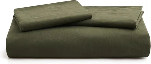 Miniatura 7 de LOVQUE Funda de edredón de algodón verde oliva, tamaño King, juego de ropa de cama natural similar al lino con cierre de cremallera (sin edredón)
