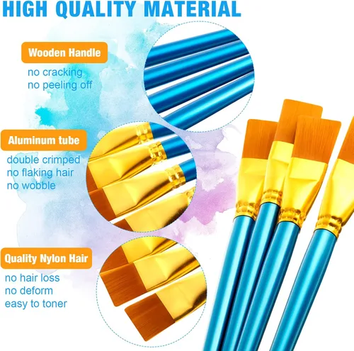 Miniatura 3 de Thenshop 40 pinceles de pintura plana de 1 pulgada para acuarela, pincel de pintura acrílica grande, de nailon sintético, pinceles de pintura al