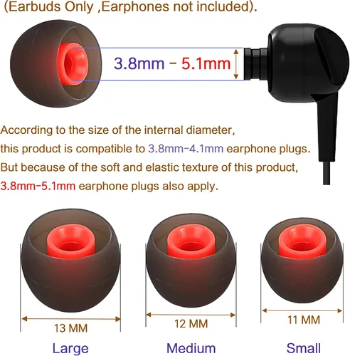 Miniatura 4 de Puntas de silicona para auriculares de repuesto para auriculares Tapón Eartips Tips Eargels 9 pares SML
