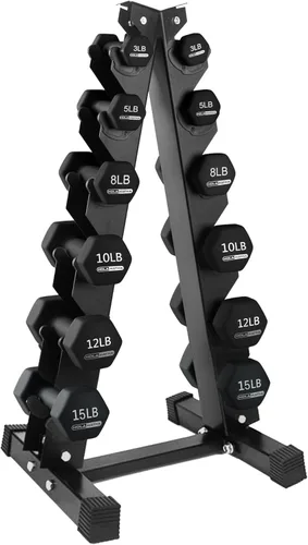 Miniatura 33 de HolaHatha Neoprene Dumbbell Weights Set w/Rack, Home Gym Equipment - Portable Weighted Exercise Dumbbells for Fitness, Training, and Lifting