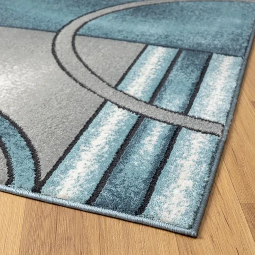 Miniatura 5 de LUXE WEAVERS Art Deco - Alfombra geométrica azul de 6 x 9 pulgadas