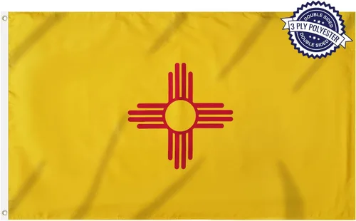 Bandera del estado de Nuevo México, 3 x 5 pies, doble cara, 3 capas, poliéster, NM, banderas de Nuevo México con 2 ojales de latón Bandera de Nuevo