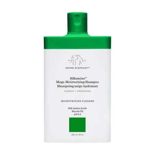Drunk Elephant Silkamino Mega-Champú hidratante - 8.1 fl oz/8 fl oz - Aminoácidos de seda - Clínica limpia - Sin sulfatos - Libre de crueldad -