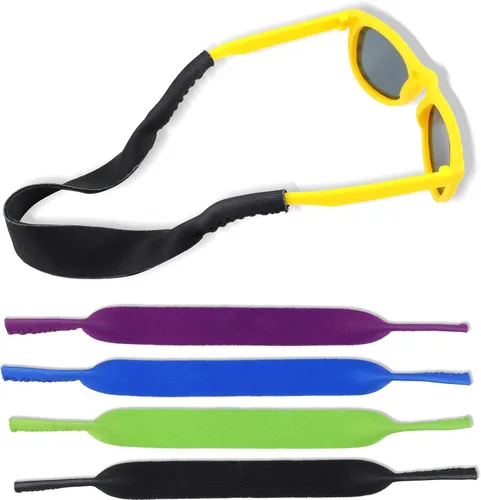 Weewooday 4 correas antideslizantes para lentes de sol para niños, correa ancha, retenedor de gafas (negro, azul, verde, morado)