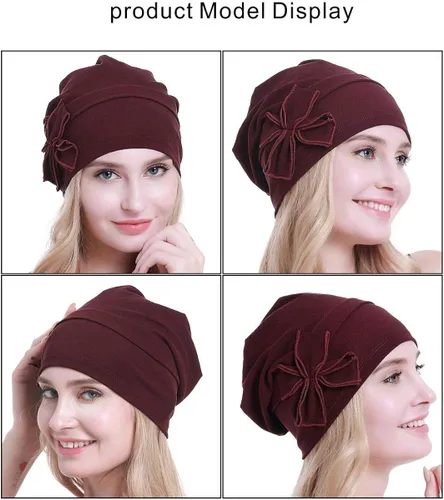 Miniatura 2 de osvyo Gorro de algodón con turbantes de quimioterapia para mujeres, con cáncer y pérdida de cabello