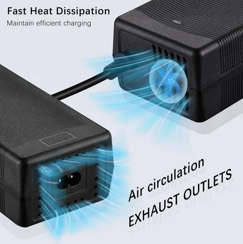 Miniatura 2 de Cargador de batería rápido de 42 V 2 A con sistema de refrigeración, cargador universal de repuesto de 5 enchufes para batería de litio de 36 V