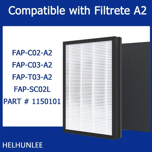 Miniatura 2 de Juego de 2 filtros HEPA A2 H13 de repuesto, apto para purificadores de aire Filtrete 3M-A2 modelos FAP-C02-A2, FAP-C03-A2, FAP-T03-A2, FAP-SC02L