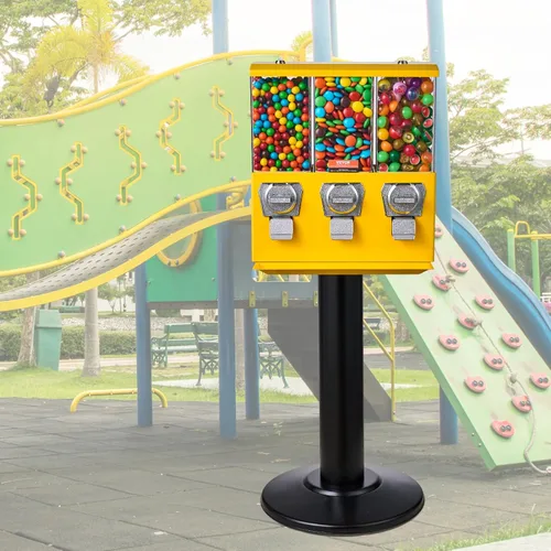 Miniatura 8 de VEVOR Máquina Expendedora Comercial, Dispensador de Dulces de Triple Compartimento con Soporte de Hierro, Máquina de Chicles y Dulces para Negocios