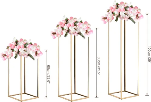Miniatura 6 de MECCANIXITY Columna de jarrón de flores de boda, soporte de metal para flores de 15.7 pulgadas de alto, para decoración de bodas, fiestas, cenas