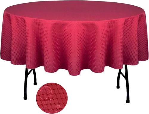 Miniatura 9 de Tektrum Mantel de jacquard redondo de 70 pulgadas, resistente al agua, resistente a las manchas, a prueba de derrames, ideal para cenas, banquetes