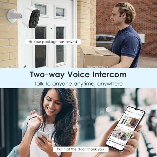 Miniatura 4 de GMK Cámaras de seguridad inalámbricas para exteriores, visión nocturna a color 2K, detección de movimiento AI, conversación de 2 vías, funciona