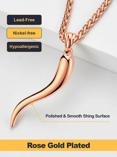 Miniatura 4 de U7 Colgante de cuerno italiano para hombres y mujeres, acero inoxidablenegrooro de 18 quilates, joyería de protección de talismán amuleto