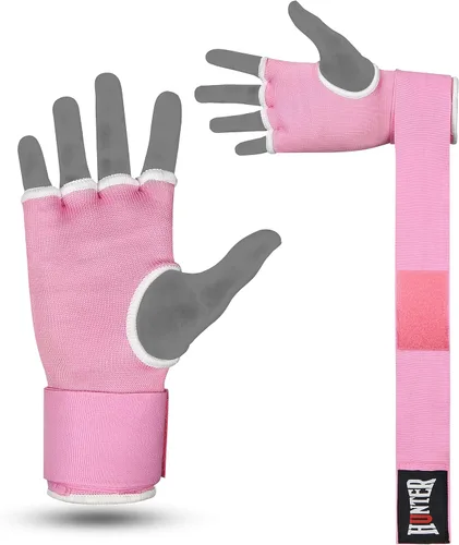 Miniatura 8 de HUNTER - Guantes interiores acolchados con gel y vendas de mano para boxeo, vendas elásticas de entrenamiento rápido para hombres y mujeres, Rosa