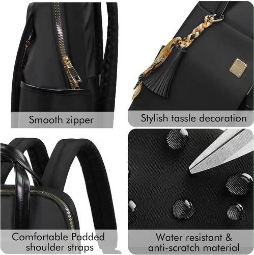 Miniatura 6 de Mochila para laptop para mujer, delgada de viaje, bolsa para computadora portátil de hasta 15.6 pulgadas, ligera, tamaño mediano, bolsa de trabajo