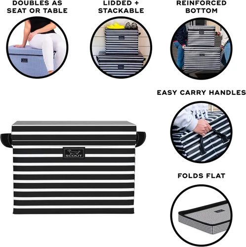 Miniatura 3 de SCOUT Rump Roost MED - Contenedor de almacenamiento con tapa mediana con asas, plegable, apilable, se dobla como asiento o mesa, soporta 80 libras
