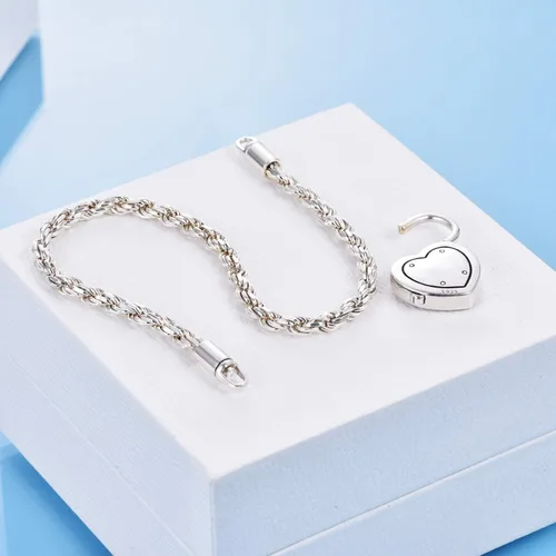 Miniatura 2 de ONEFINITY Pulsera de urnas para cenizas humanas con cierre de corazón dije de urna y cenizas pulsera de plata de ley 925 pulsera de recuerdo