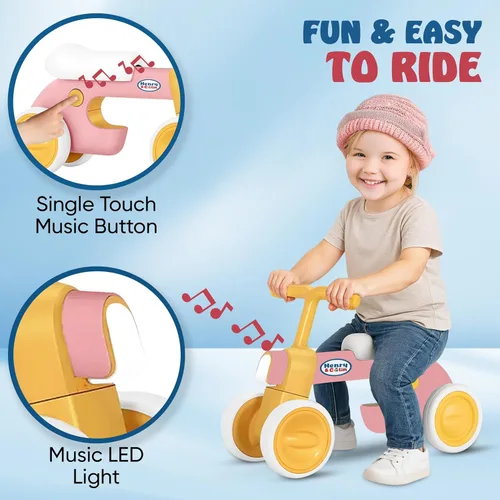 Miniatura 3 de Henry & Colin Bicicleta First Balance para niños de 1 año, bicicleta de 4 ruedas con luces divertidas y música, asiento suave, juguete de paseo sin
