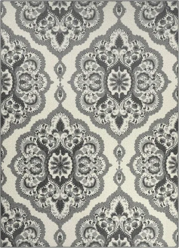 Miniatura 50 de Maples Rugs - Alfombra antideslizante Vivian, para pasillo o entrada, patrón de medallones [fabricada en Estados Unidos], 2 x 6 pies, color gris