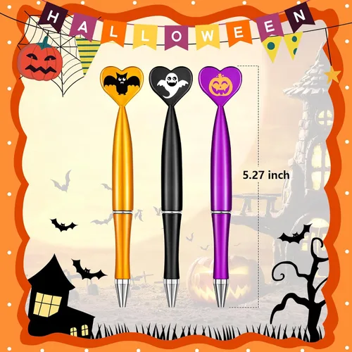 Miniatura 5 de 48 bolígrafos de Halloween, calabaza, fantasma, murciélago. Bolígrafo retráctil de tinta negra de 0.039 in para Halloween, suministros de fiesta