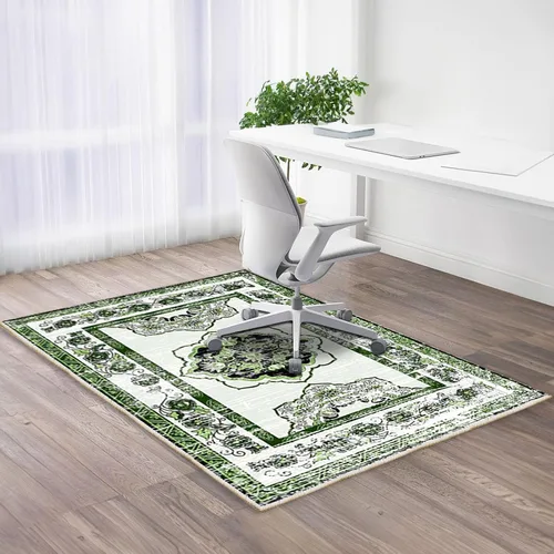 Miniatura 12 de Tapete para silla de oficina para suelo de madera, tapete vintage bohemio para silla rodante para computadora, con respaldo antideslizante, tapete