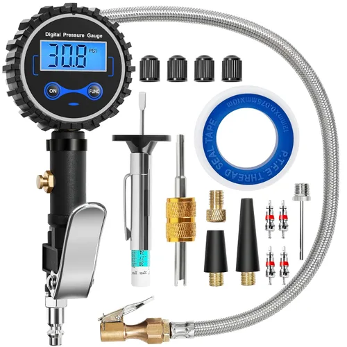 Miniatura 17 de Vondior Medidor de presión de neumáticos con tubo (0-60 PSI), medidor de presión de aire certificado ANSI preciso con esfera brillante grande