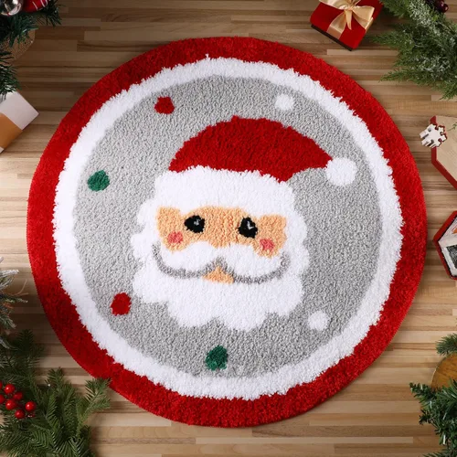 Miniatura 10 de Ceenna Alfombra de baño de Navidad, tapete de baño blanco con muñeco de nieve de 24 x 24 pulgadas, absorbente, tapete antideslizante y lavable