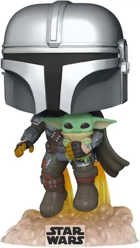 Miniatura 2 de Funko Star Wars: The Mandalorian - Paquete Mandalorian Flying with The Child con 1 protector de caja PopShield Pop
