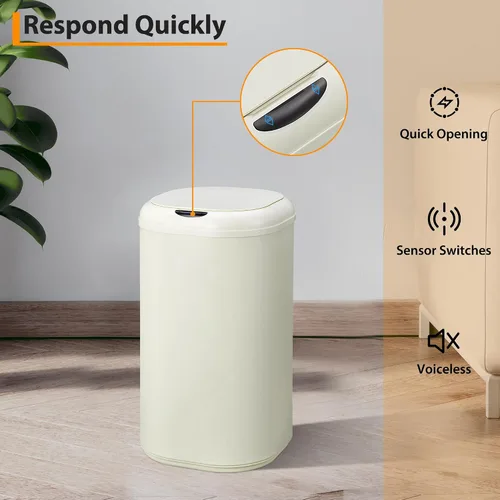 Miniatura 9 de Cubo de basura con sensor de movimiento de 8 galones con tapa, cubo de basura automático sin contacto, 30 litros inteligente de acero inoxidable
